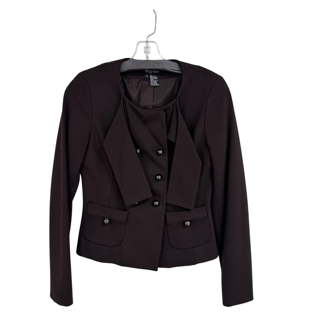 Etcetera Long Sleeve Button Front Brown Blazer Jacket Womens 0